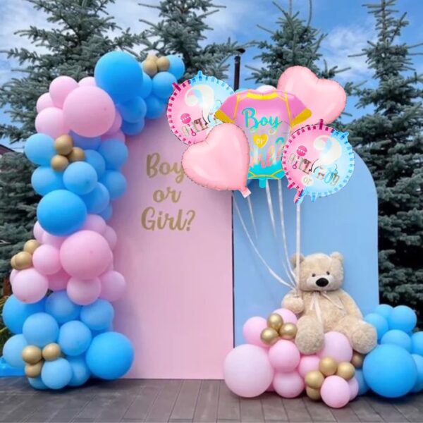 Baloane pentru GENDER REVEAL, , Model Petrecere, Set din 5 bucati, din folie de aluminiu, 55 x 61.5 cm Roz Albastru - imagine 3