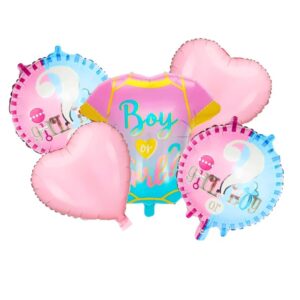 Baloane pentru GENDER REVEAL, , Model Petrecere, Set din 5 bucati, din folie de aluminiu, 55 x 61.5 cm Roz Albastru