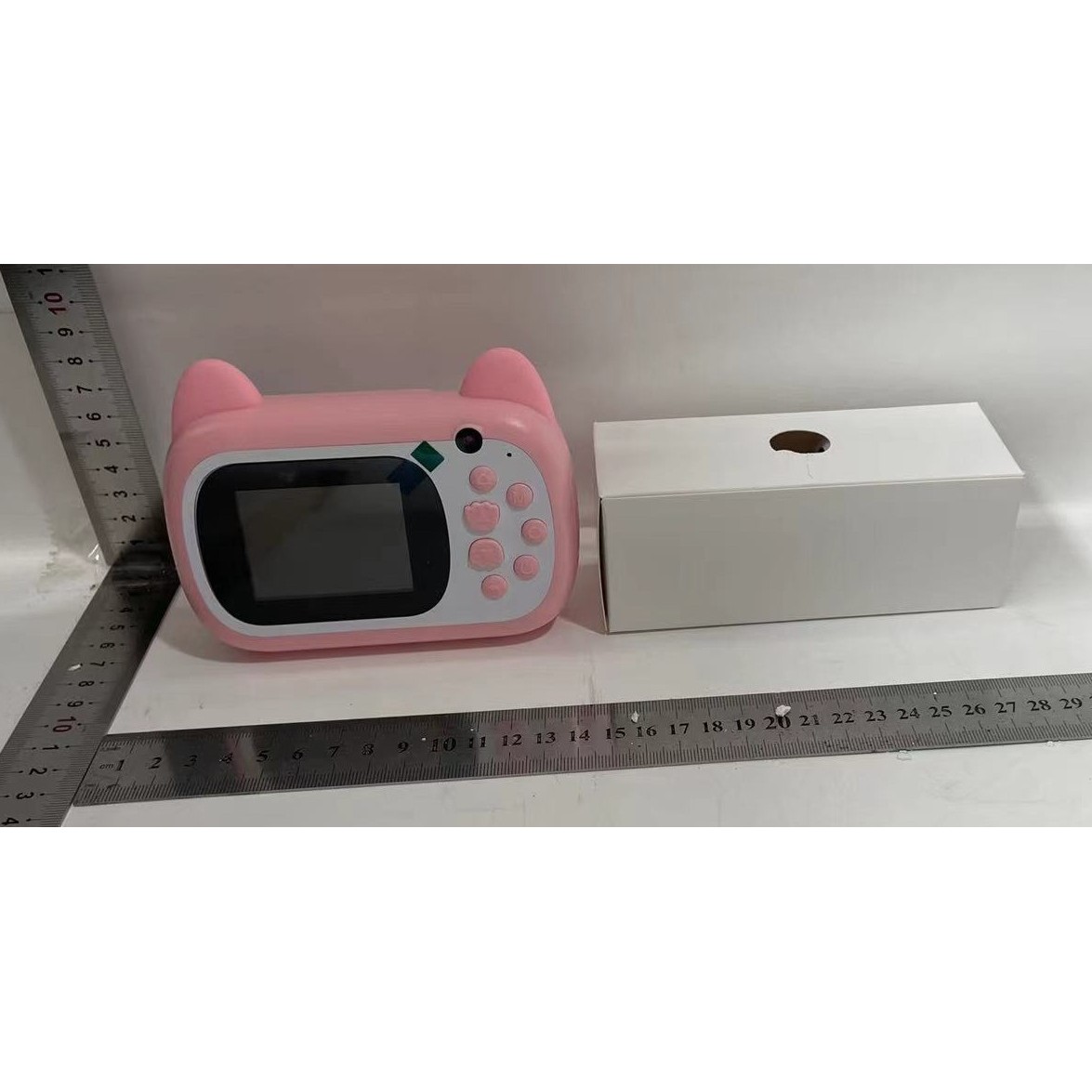 Set Camera Instantanee pentru Copii, , Camera Selfie, Ecran HD 2.4'', 24MP, 1080P Video, 1200 mAh, cu Functie de Printare Alb-Negru, cablu USB-C, Bluetooth, Compatibil iOS/Android, Imprimare APP, Model Pisicia Emoji, Roz - imagine 3