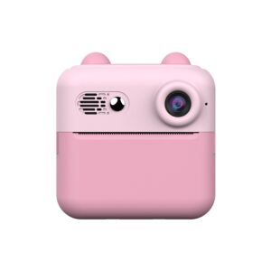 Set Camera Instantanee pentru Copii, , Ecran HD 2.4'', 24MP, 720P Video, 1200 mAh, cu Functie de Printare Alb-Negru, cablu USB-C, Bluetooth, Compatibil iOS/Android, Imprimare APP, Roz