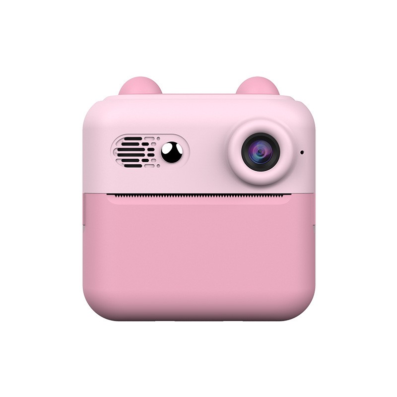 Set Camera Instantanee pentru Copii, , Ecran HD 2.4'', 24MP, 720P Video, 1200 mAh, cu Functie de Printare Alb-Negru, cablu USB-C, Bluetooth, Compatibil iOS/Android, Imprimare APP, Roz