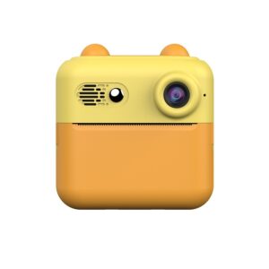 Set Camera Instantanee pentru Copii, , Ecran HD 2.4'', 24MP, 720P Video, 1200 mAh, cu Functie de Printare Alb-Negru, cablu USB-C, Bluetooth, Compatibil iOS/Android, Imprimare APP, Portocaliu