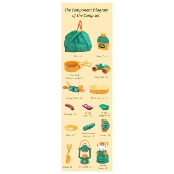 Set camping exterior/interior pentru copii, covoras, 18 ustensile de joaca, +3 ani, multicolor - imagine 4