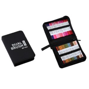 Set Carioci pe Baza de Apa, , 2 in 1, pentru Pictura, Caligrafie, 60 Culori, Penar Negru, Corp Carioca Alb, 26.5 x 17.5 x 4.5 cm, Multicolor