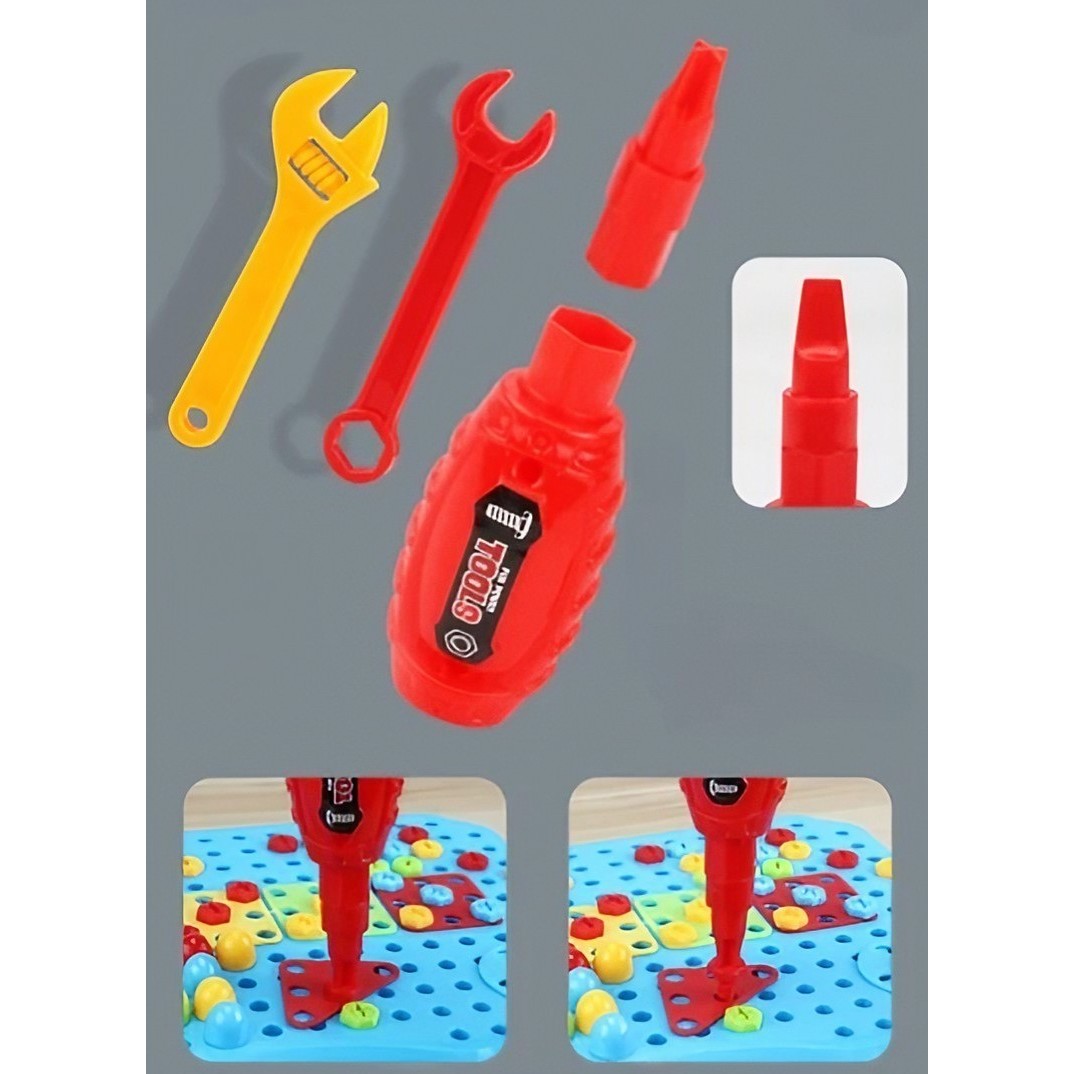 Set Constructie Bormasina Magica cu Servieta, , 310 Piese, Albastru, Piese Multicolore, Plastic, 31x46 cm - imagine 3