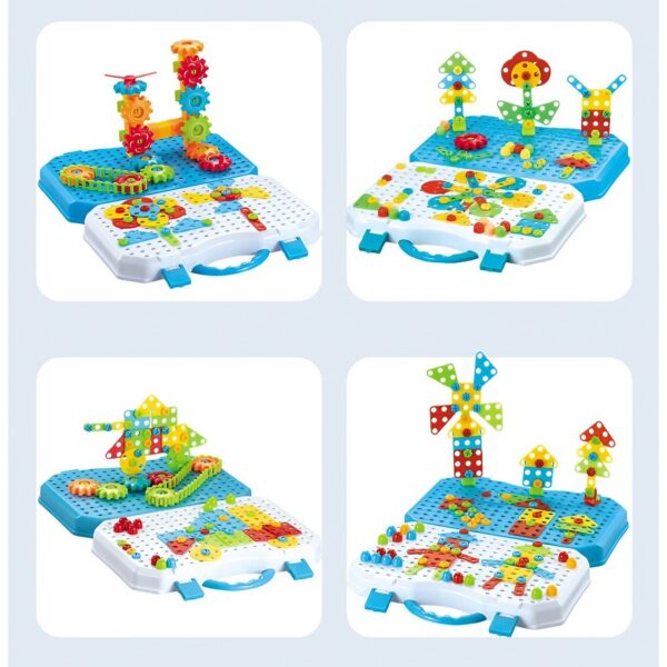 Set Constructie Bormasina Magica cu Servieta, , 310 Piese, Albastru, Piese Multicolore, Plastic, 31x46 cm - imagine 4