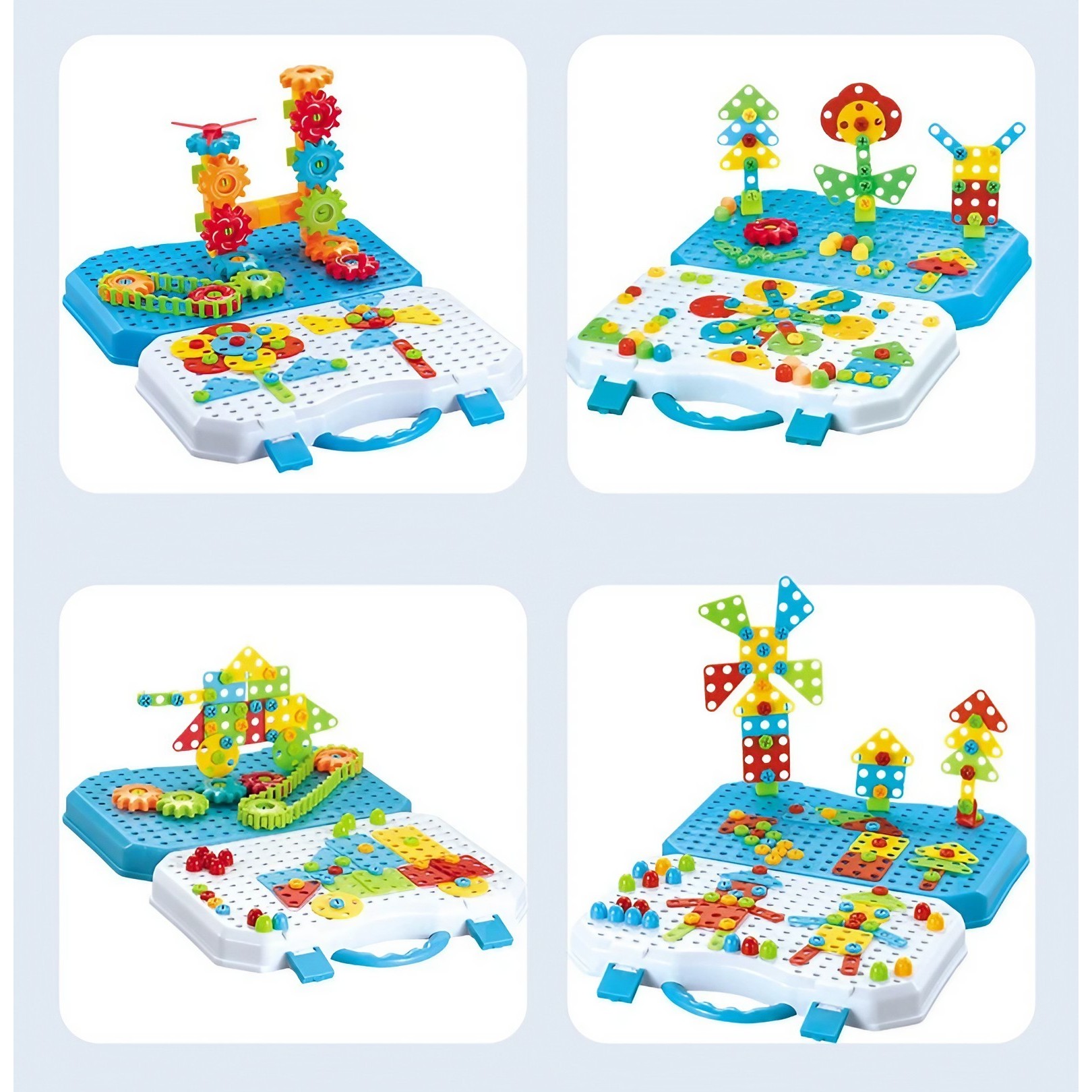 Set Constructie Bormasina Magica cu Servieta, , 310 Piese, Albastru, Piese Multicolore, Plastic, 31x46 cm - imagine 4