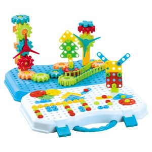 Set Constructie Bormasina Magica cu Servieta, , 310 Piese, Albastru, Piese Multicolore, Plastic, 31x46 cm