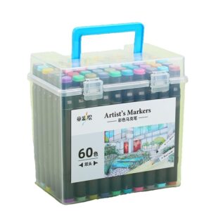 Set Cutie 60 Markere, , cu Alcool, Artist Markers, Cutie Plastic cu Maner, , Multicolor