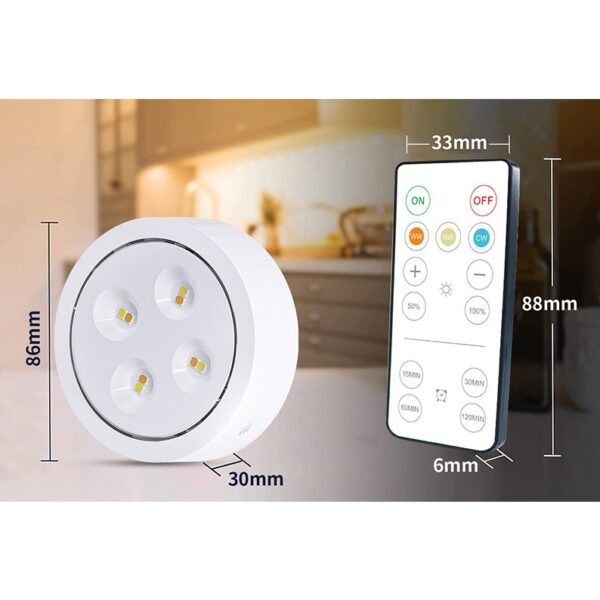 Set de 3 Lampi Led , Fara Fir, Cu Baterii, 3 Culori de Lumina, cu Telecomanda, din Plastic, Alb - imagine 4
