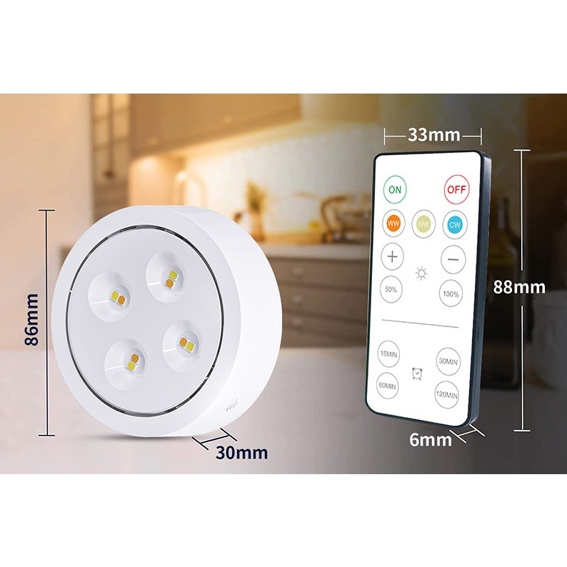 Set de 3 Lampi Led , Fara Fir, Cu Baterii, 3 Culori de Lumina, cu Telecomanda, din Plastic, Alb - imagine 4