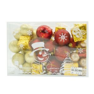 Set de 45 ornamente de brad, , de tip Glob, , din polistiren, cu finisaj sclipitor , cutie 8 cm adancime x 24 cm lungime x 16 cm inaltime