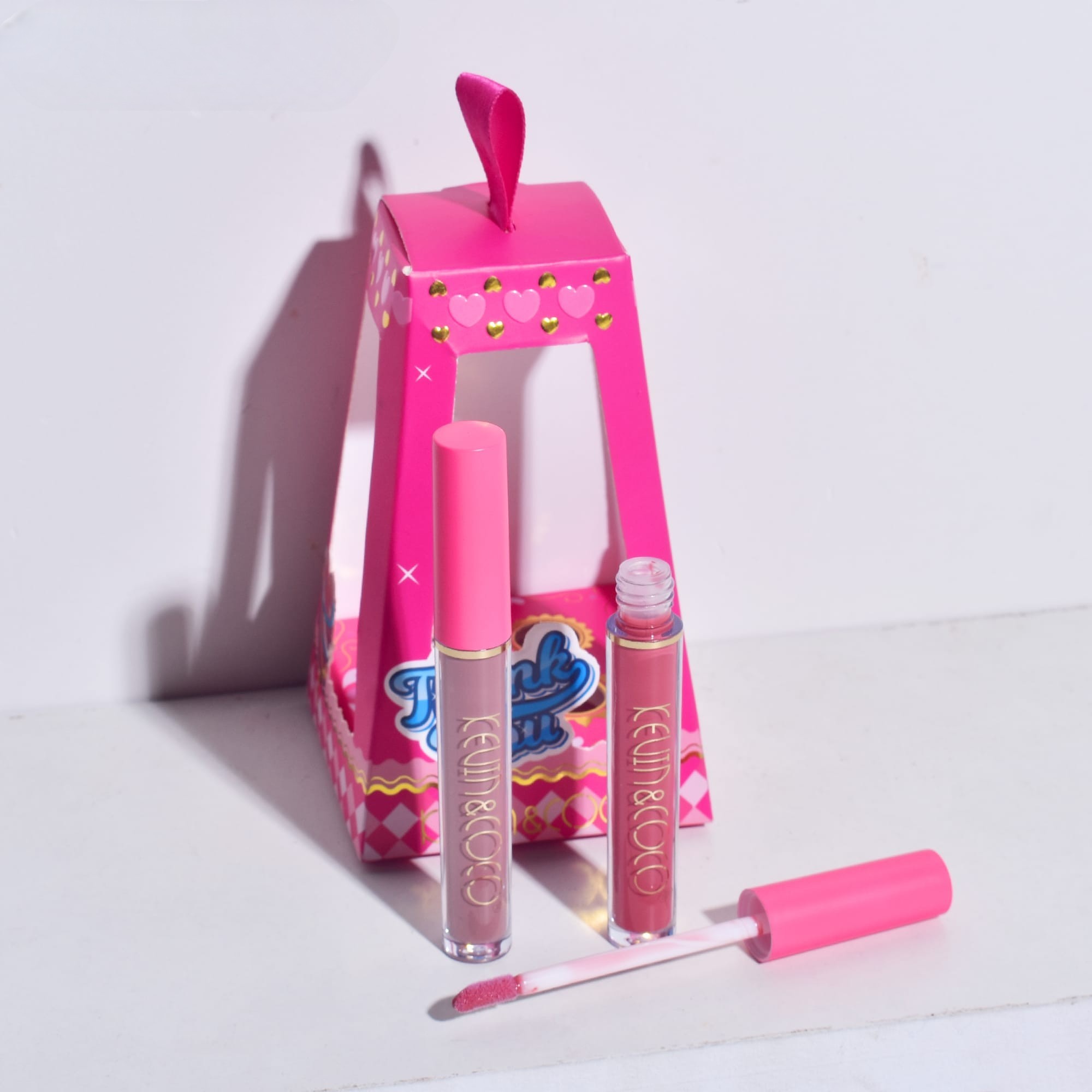 Set de Buze, KEVIN & COCO, Cloud Bubble, 4 Lip Gloss-uri,  15.1 x 8.1 x 2 cm, Roz/Nude - imagine 4