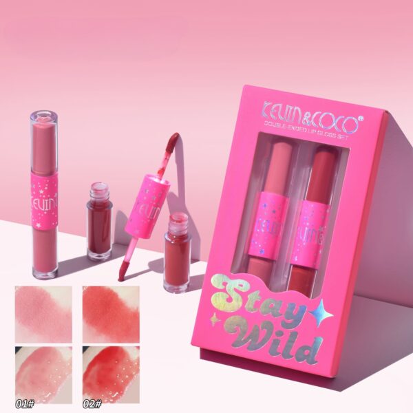 Set de Buze, KEVIN & COCO, Stay Wild 4 Culori, 2 Gloss-uri si 2 Rujuri Mate, 15.1 x 8.1 x 2cm, Roz/Rosu - imagine 4