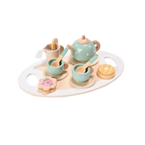 Set de Ceai , din Lemn, 15 Piese, Vopsea Ecologica, +36 Luni, Multicolor Pastel