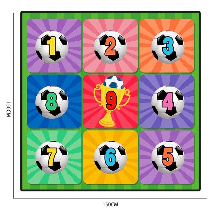 Set de Fotbal , Joc Recreativ Pentru Copii, Minge cu Scai, Plansa din Material textil, 150 x 150 cm, Model Trofeu, Multicolor - imagine 2