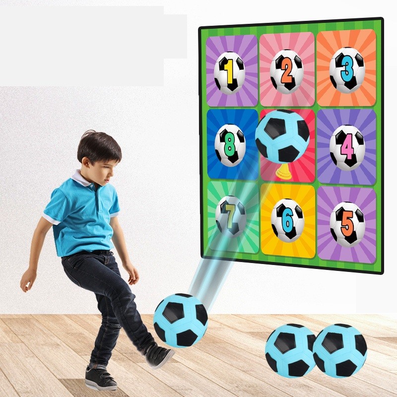 Set de Fotbal , Joc Recreativ Pentru Copii, Minge cu Scai, Plansa din Material textil, 150 x 150 cm, Model Trofeu, Multicolor - imagine 4