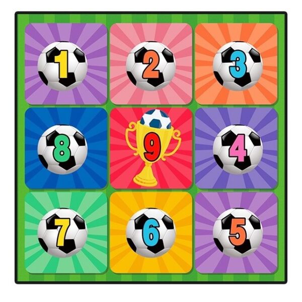 Set de Fotbal , Joc Recreativ Pentru Copii, Minge cu Scai, Plansa din Material textil, 150 x 150 cm, Model Trofeu, Multicolor