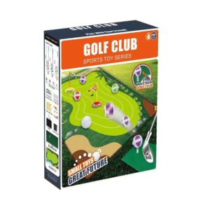 Set de Golf, , Interactiune Parinte-Copil, Covor de Golf, 140 x 98 cm, 4 Mingii cu Scai, 3 Crose Reglabile, Model A, +3 Ani, Multicolor