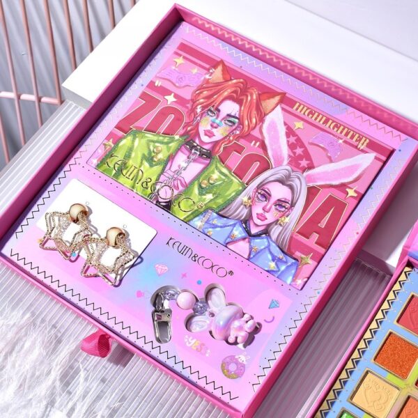 Paleta de Machiaj, KEVIN & COCO, Best Partner, Fard de Pleoape, Breloc si Cercei, 50 culori, 22 x 21 x 5cm - imagine 3