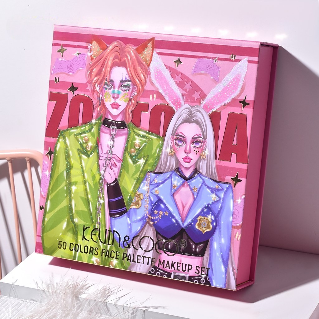 Paleta de Machiaj, KEVIN & COCO, Best Partner, Fard de Pleoape, Breloc si Cercei, 50 culori, 22 x 21 x 5cm - imagine 4
