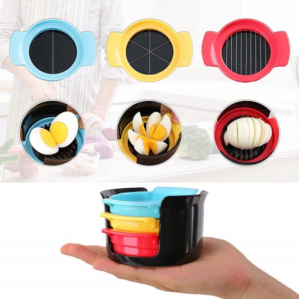 Set feliator 3 in 1 multifunctional , feliatoare pentru oua/fructe, PP/otel inoxidabil, multicolor, 9 x 10.5 x 5.5 cm - imagine 4