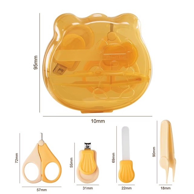 Set Ingrijire Unghii pentru Bebelusi, , Cutie de Depozitare in Forma de Ursulet, 10 x 9.5 cm, Galben - imagine 4