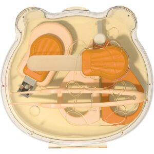 Set Ingrijire Unghii pentru Bebelusi, , Cutie de Depozitare in Forma de Ursulet, 10 x 9.5 cm, Galben