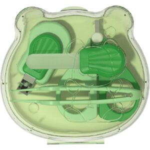 Set Ingrijire Unghii pentru Bebelusi, , Cutie de Depozitare in Forma de Ursulet, 10 x 9.5 cm, Verde
