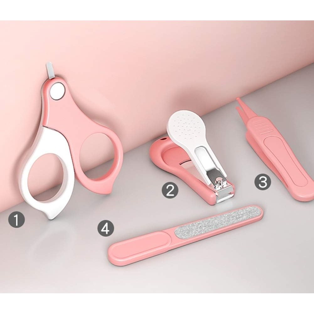 Set 4in1 de Ingrijire Unghii pentru Bebelusi, , Cutie de Depozitare Transparenta, 0-6 Ani, 13.6x8x2 cm, Roz - imagine 2