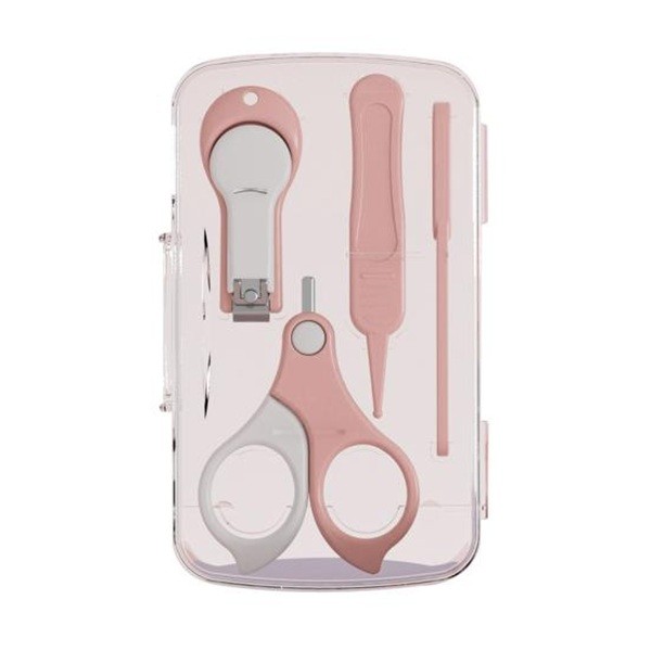 Set 4in1 de Ingrijire Unghii pentru Bebelusi, , Cutie de Depozitare Transparenta, 0-6 Ani, 13.6x8x2 cm, Roz