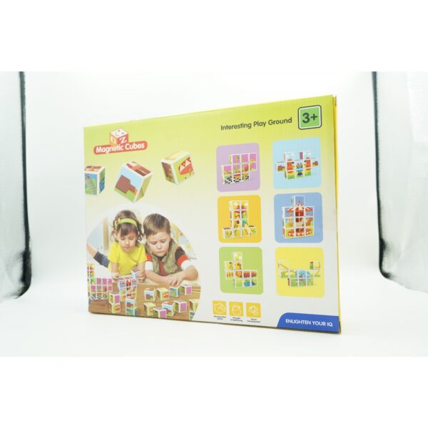 Set inteligent de cuburi magnetice pentru copii, 10 piese, cutie depozitare, puzzle parc de distractii, +3 ani, multicolor - imagine 2