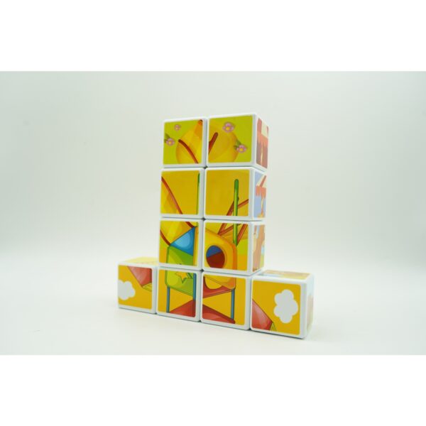 Set inteligent de cuburi magnetice pentru copii, 10 piese, cutie depozitare, puzzle parc de distractii, +3 ani, multicolor - imagine 4