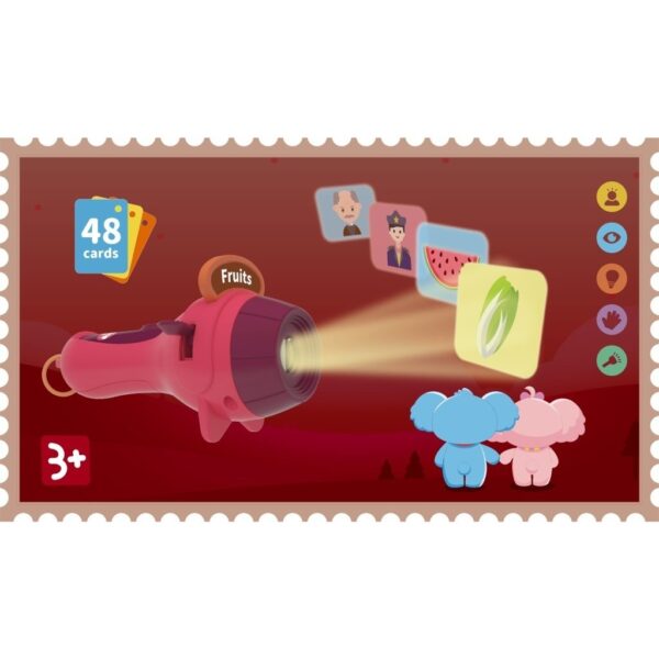 Set Jucarie Educativa, , Proiector Tip Lanterna Pentru Copii, 6 Teme, 48 de Imagini, Cutie Depozitare, +3 ani, Rosu - imagine 3