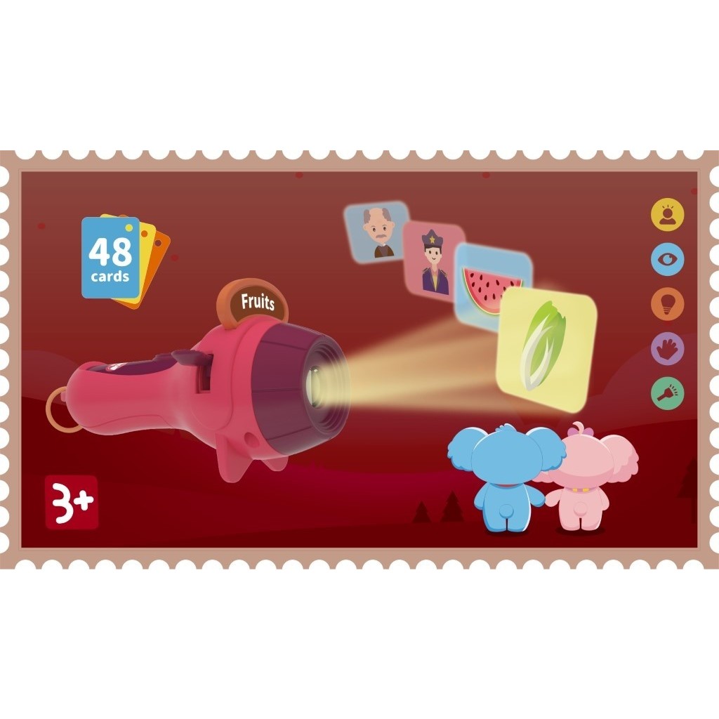 Set Jucarie Educativa, , Proiector Tip Lanterna Pentru Copii, 6 Teme, 48 de Imagini, Cutie Depozitare, +3 ani, Rosu - imagine 3