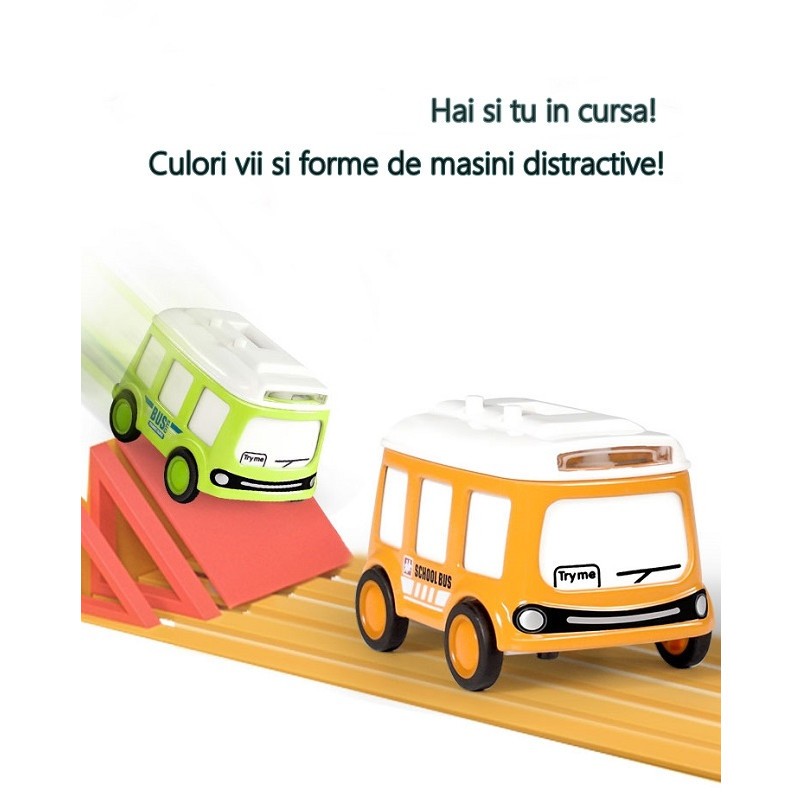 Set jucarie pentru copii, , masina-ceas verde si portocalie - imagine 2