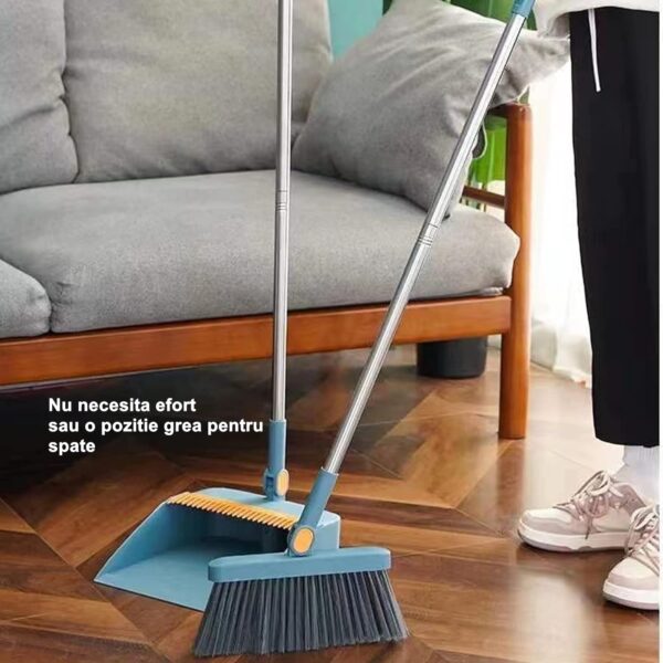 Set Matura si Faras cu Coada , cu Dinti de Pieptene pentru Curatare Matura, rotativ, pliabil, detasabil, Otel inoxidabil si Polipropilena, albastru - imagine 3