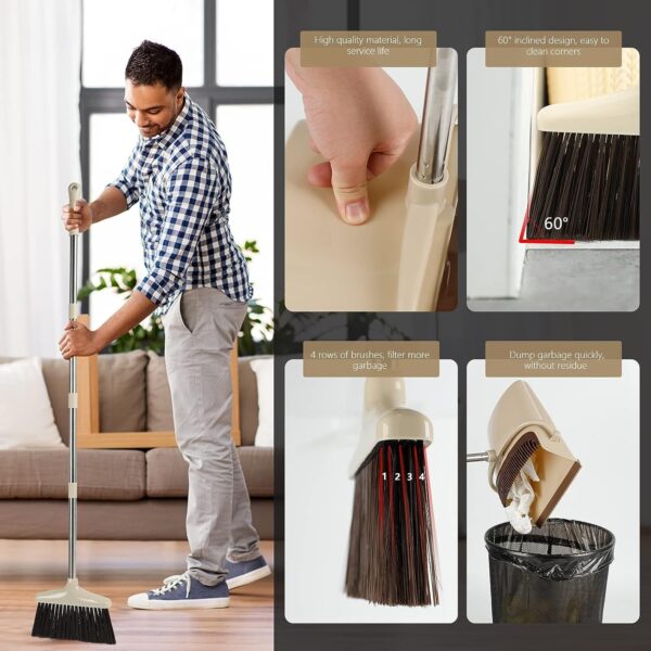 Set matura si faras cu coada, , Pentru uz casnic, Plastic/Otel, Maro/Bej, Depozitare verticala, 26x25.5x83 cm - imagine 3