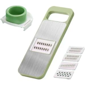 Set Multifunctional din 7 Piese, , pentru Taierea si Maruntirea Legumelor, Uz Casnic,din Otel Inoxidabil, Gri-Verde