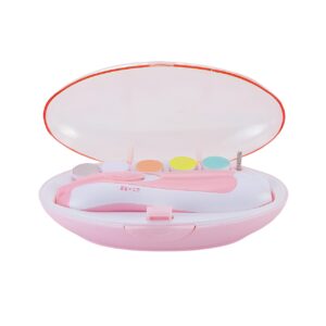 Set Pila Electrica pentru Copii si Bebelusi, , ABS, 6 Accesorii, cu Lumina LED, Roz Alb