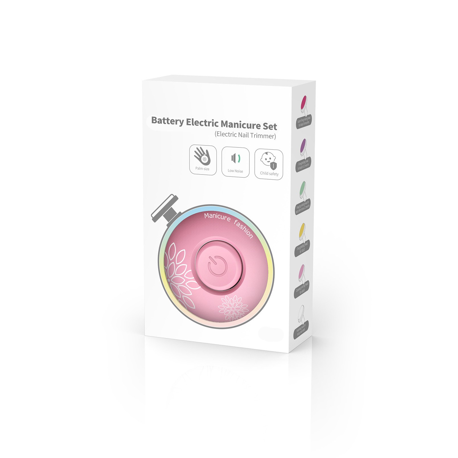 Set Pila Electrica cu Baterie, , pentru Copii si Bebelusi, din ABS, 6 Accesorii, Model cu Flori, 6.5 x 1.8 cm, Roz - imagine 4