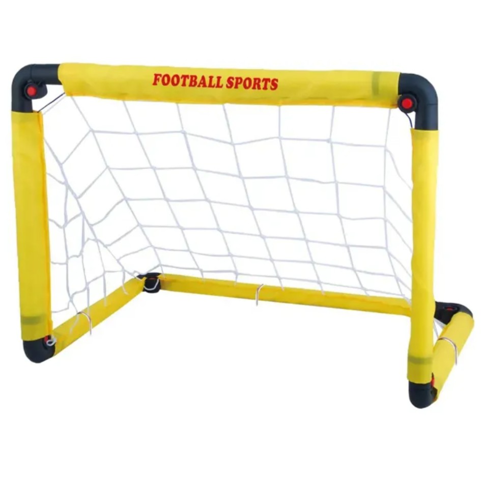 Set Poarta de Fotbal pentru Copii, , 60x90 cm, Minge, Cartonase, Pompa, Fluier, Interactiv, Distractiv, Galben - imagine 4