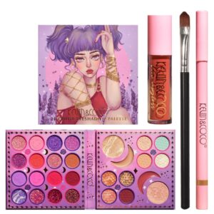 Set Produse de Machiaj, Kevin & Coco, 28 Culori, Fard de Ochi, Ruj, Pensula si Creion, Varianta 2