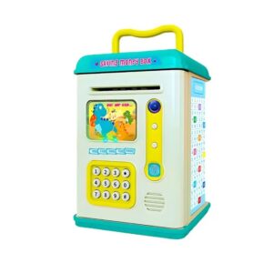 Set Pusculita pentru Copii, , Tip ATM, Parola cu Amprenta, 13.5 x 11.5 x 20 cm, Albastru