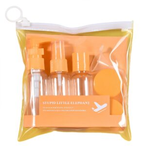 Set Recipiente pentru Cosmetice, , 5 Piese, cu Gentuta, pentru Calatorii, Reutilizabile, Portocaliu, Material Plastic, 40 ml, 10g