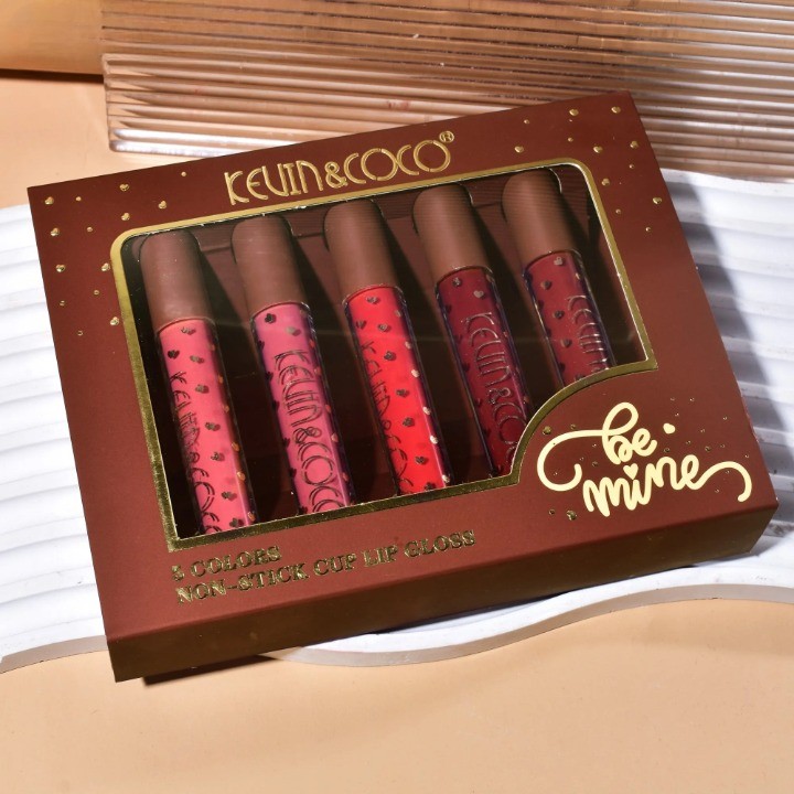 Set Rujuri de Buze, KEVIN & COCO, Be Mine 5 Culori, 14.4 x 10.9 x 2.5 cm, Roz/Rosu, Varianta A - imagine 4