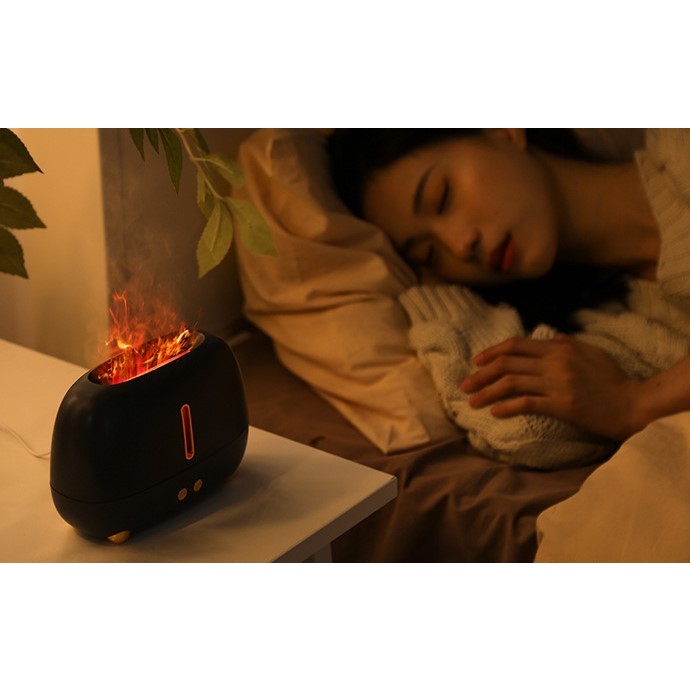 Umidificator de tip flacara, , cu aromaterapie, 7 culori, 250 ml, negru - imagine 3