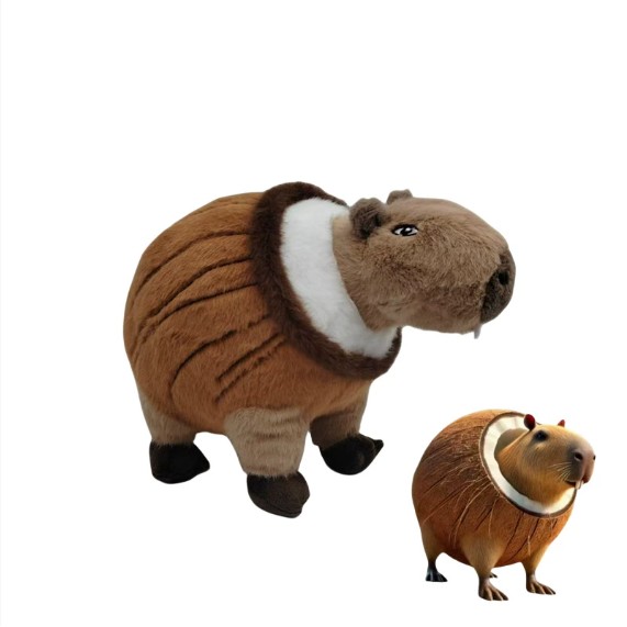 Jucarie Moale de Plus Italian Brainrot, , cu Agatatoare, Model Capybara, Jucarie Moale pentru Copii, 25 x 17 cm, Maro - imagine 2