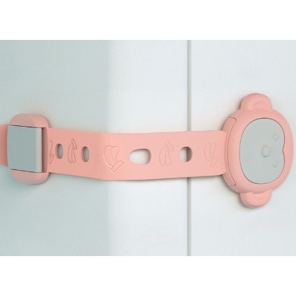 Siguranta pentru Usi Copii, , Sistem de Blocare Sertare, Dulap, Frigider, Adeziv, cu Sistem de Inchidere Dublu, Model Maimutica, Roz - imagine 2