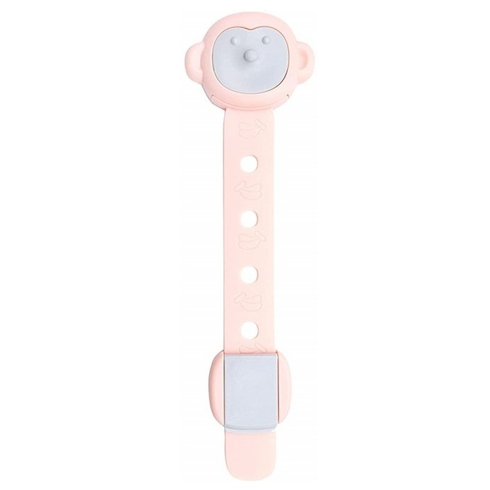 Siguranta pentru Usi Copii, , Sistem de Blocare Sertare, Dulap, Frigider, Adeziv, cu Sistem de Inchidere Dublu, Model Maimutica, Roz